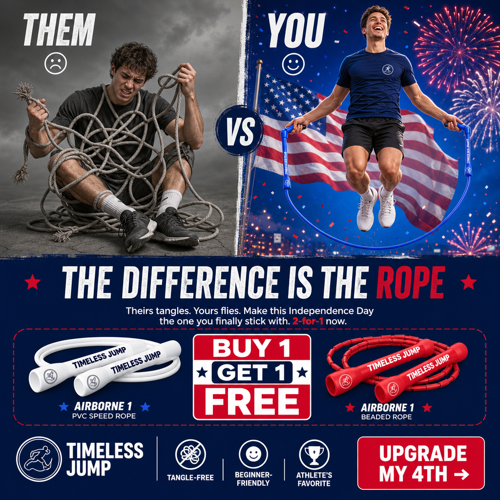 Timeless Jump Facebook ad: 4th of July Sale, Buy 1 Get 1 FREE