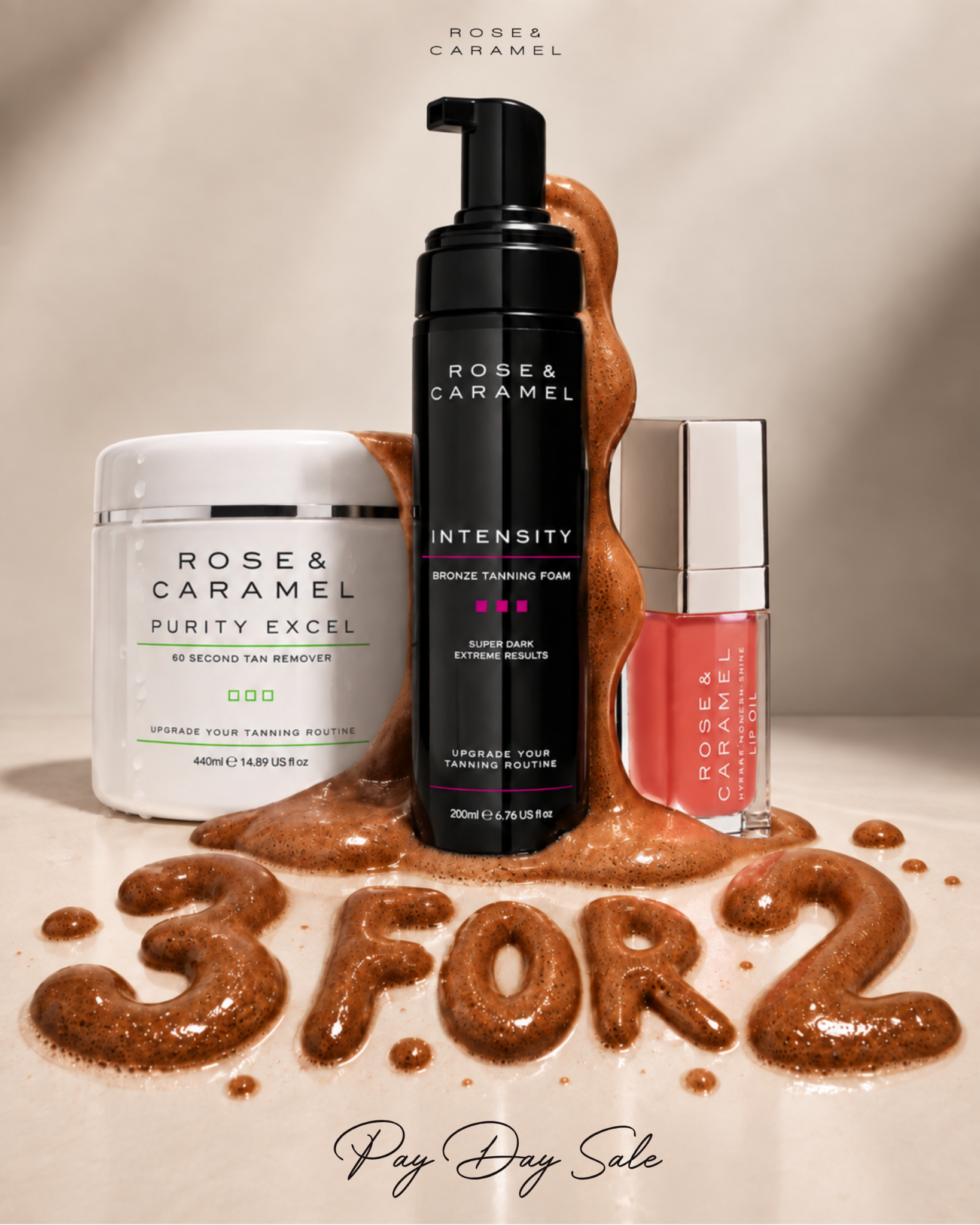 Rose & Caramel Facebook ad: Get 3 for the Price of 2