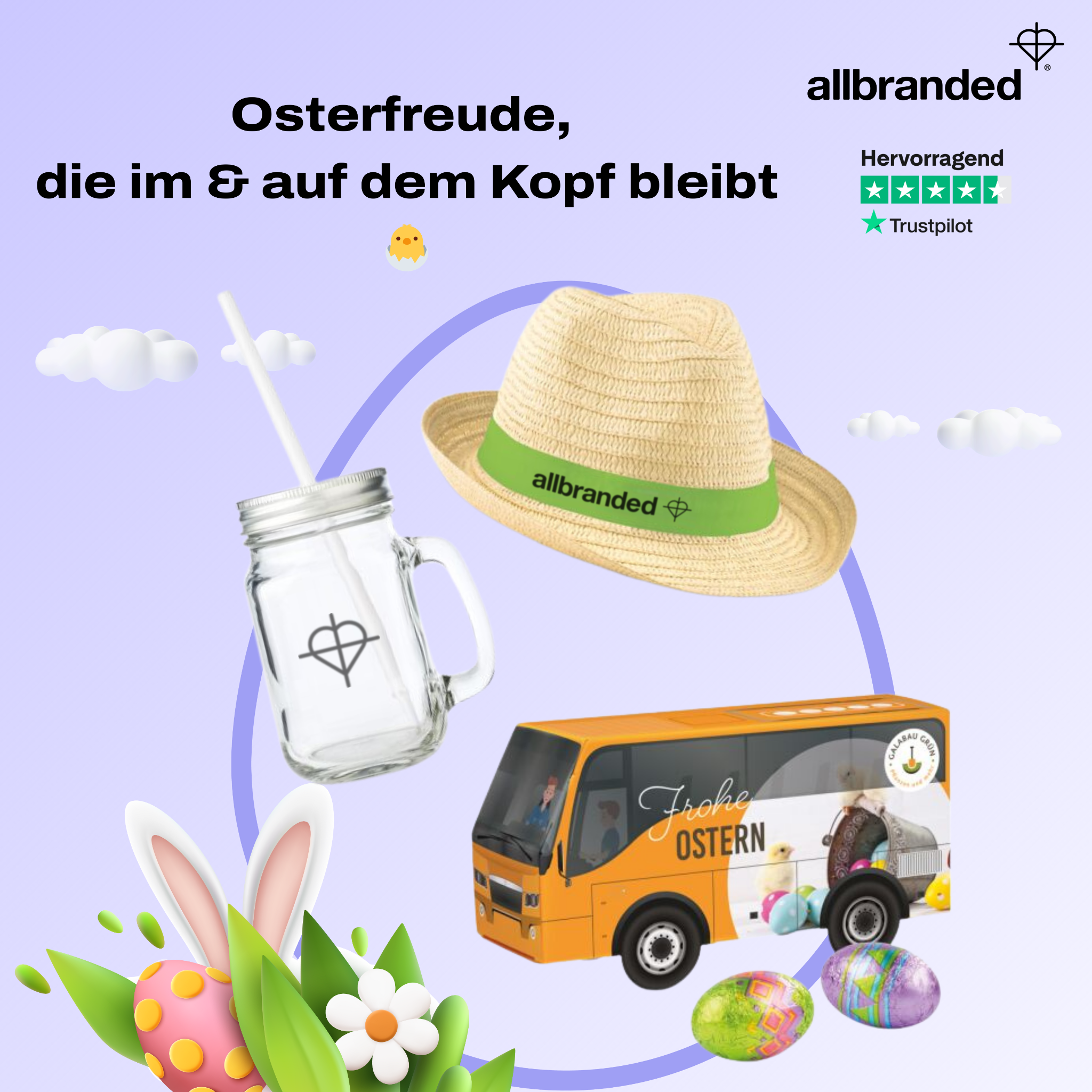 allbranded DACH Facebook ad: Zeig deine Marke zu Ostern