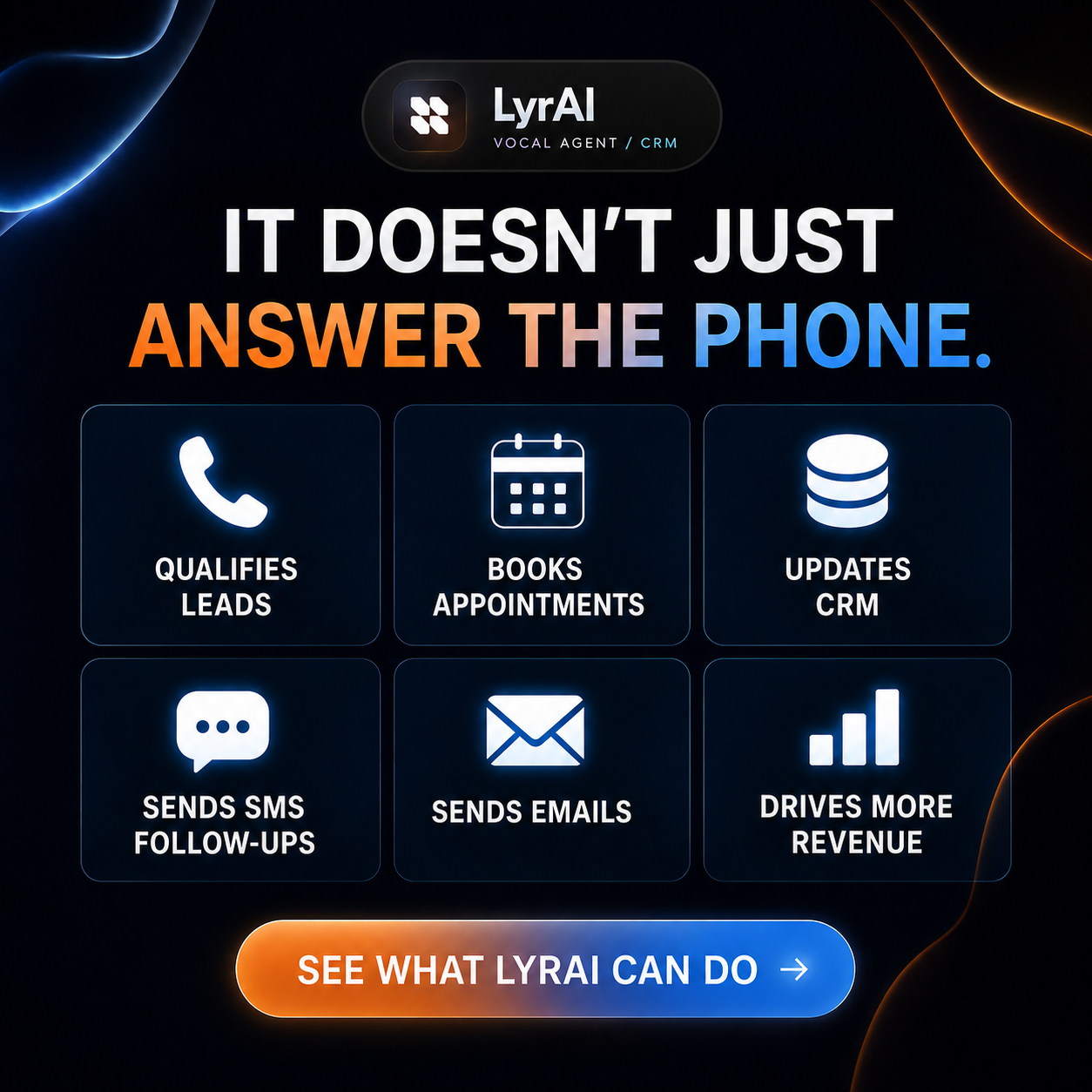 Lyrai AI Facebook ad: LyrAI helps businesses handle more customer activity…