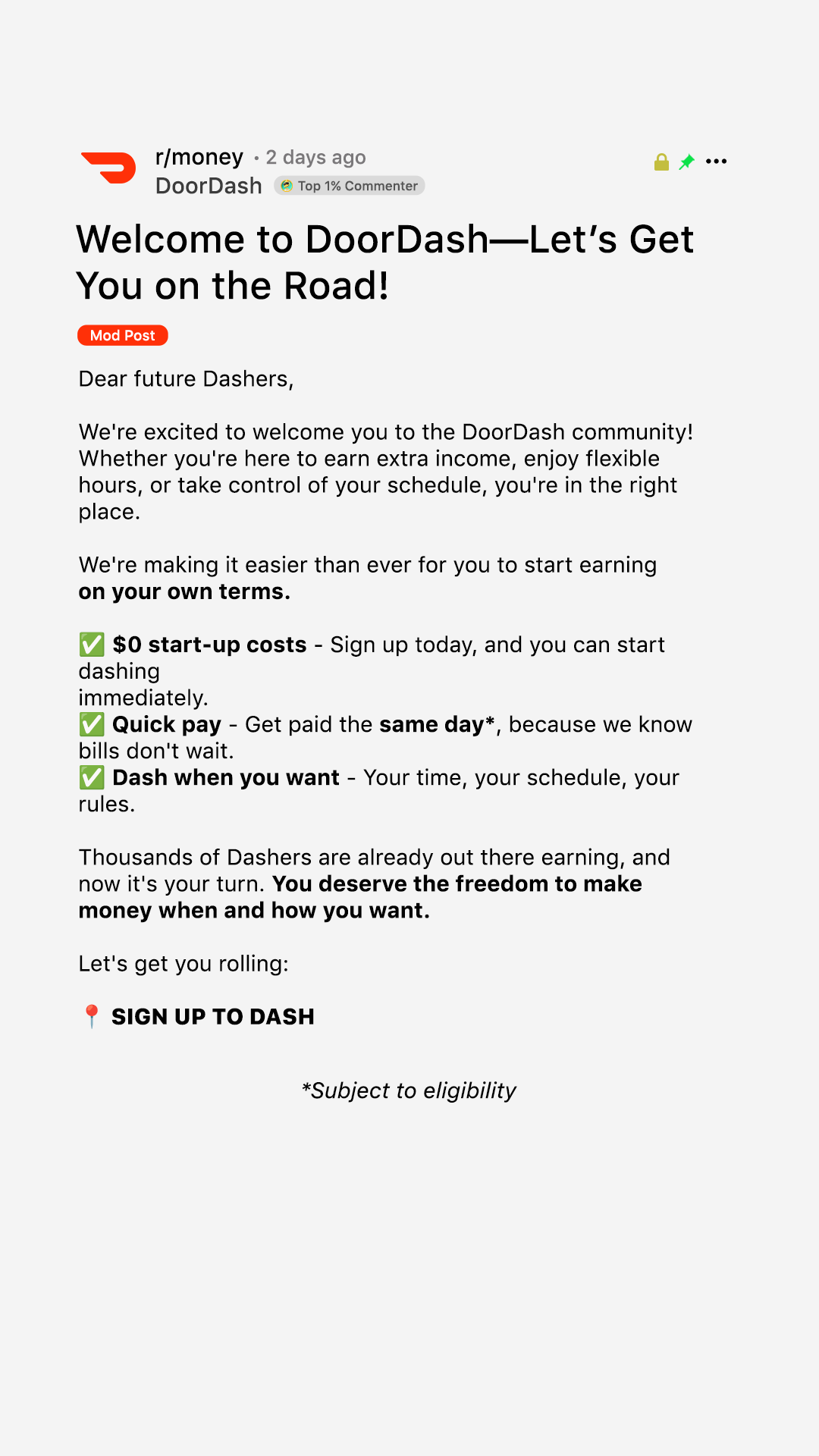 DoorDash Australia Facebook ad