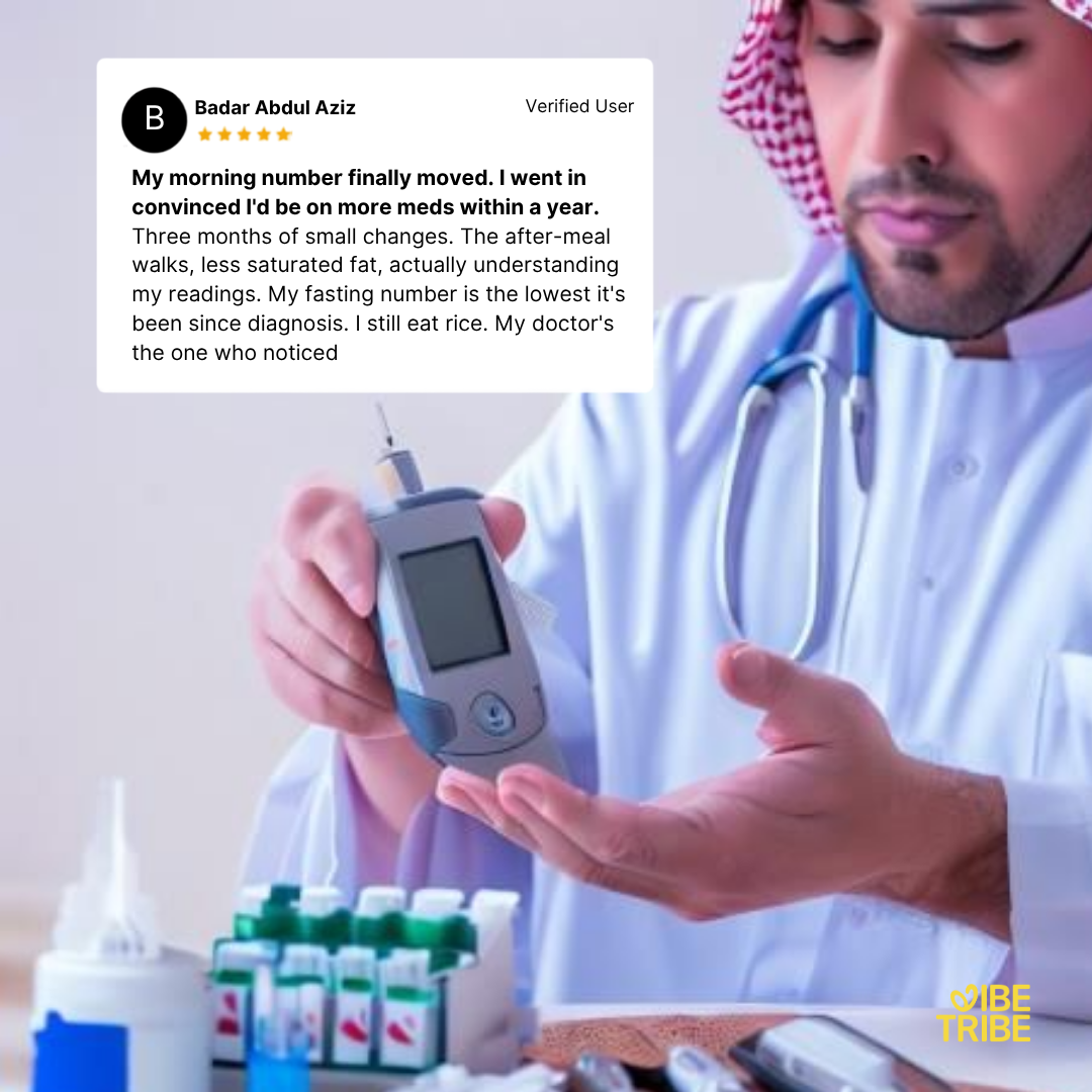Vibe Tribe Facebook ad: Small Habits. Big Blood Sugar Impact.