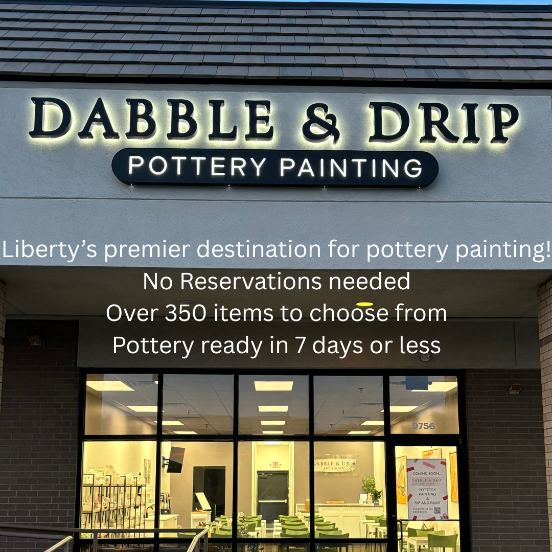 Dabble & Drip Facebook ad: With over 350 unique pottery pieces to choose…