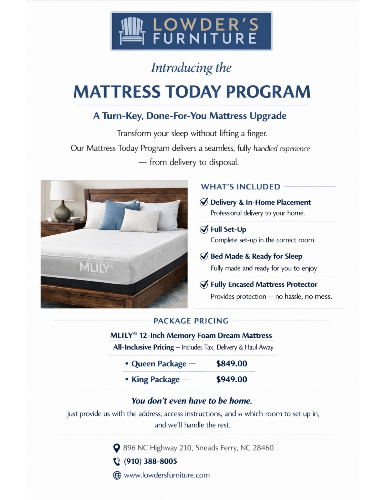 Lowder’s Furniture Facebook ad: Hassle-Free Mattress Upgrade | Mattress Today Program