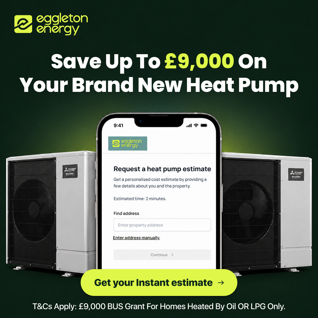 Eggleton Energy Facebook ad: Save up to £9000 on your brand new Heat Pump
