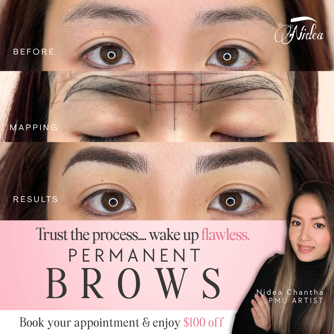 Brows By Nidea Facebook ad: $100 OFF Permanent Brows
