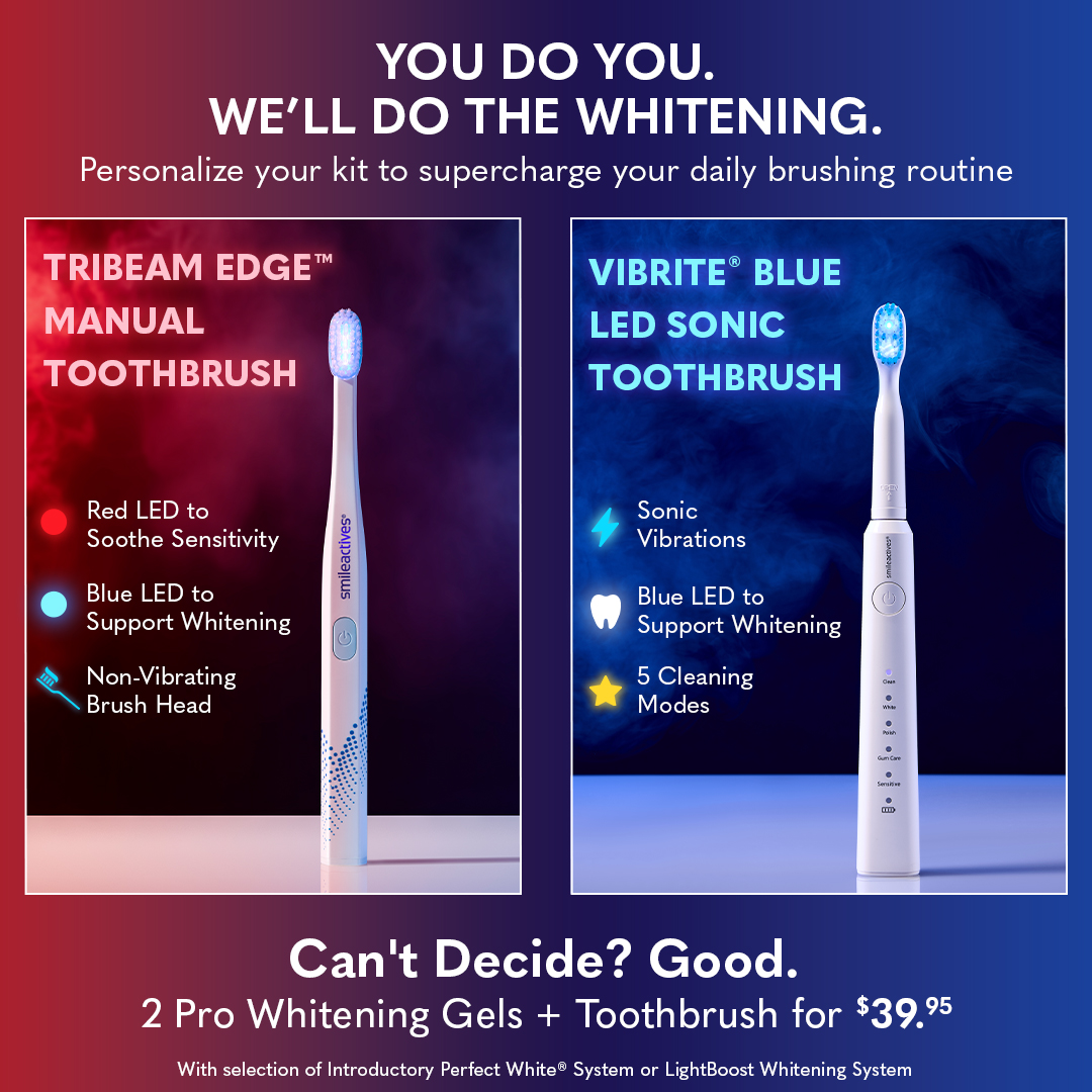 smileactives Facebook ad: Your Choice: TriBeam Edge or Vibrite BLUE