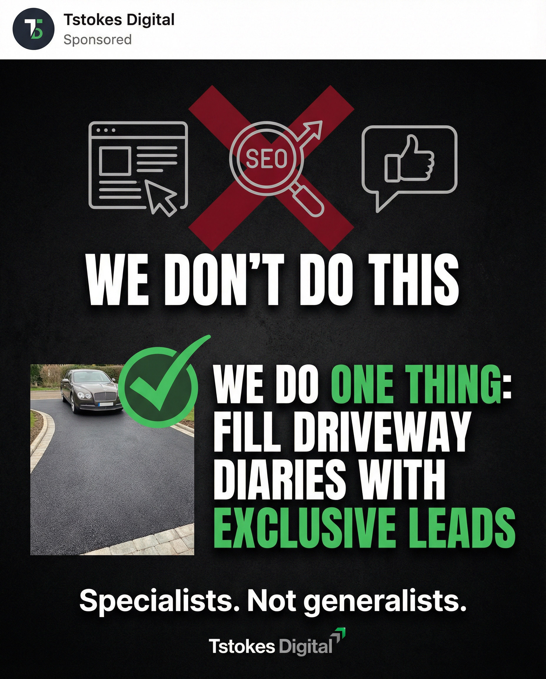 Tstokes Digital Facebook ad: Not Another Generic Marketing Agency