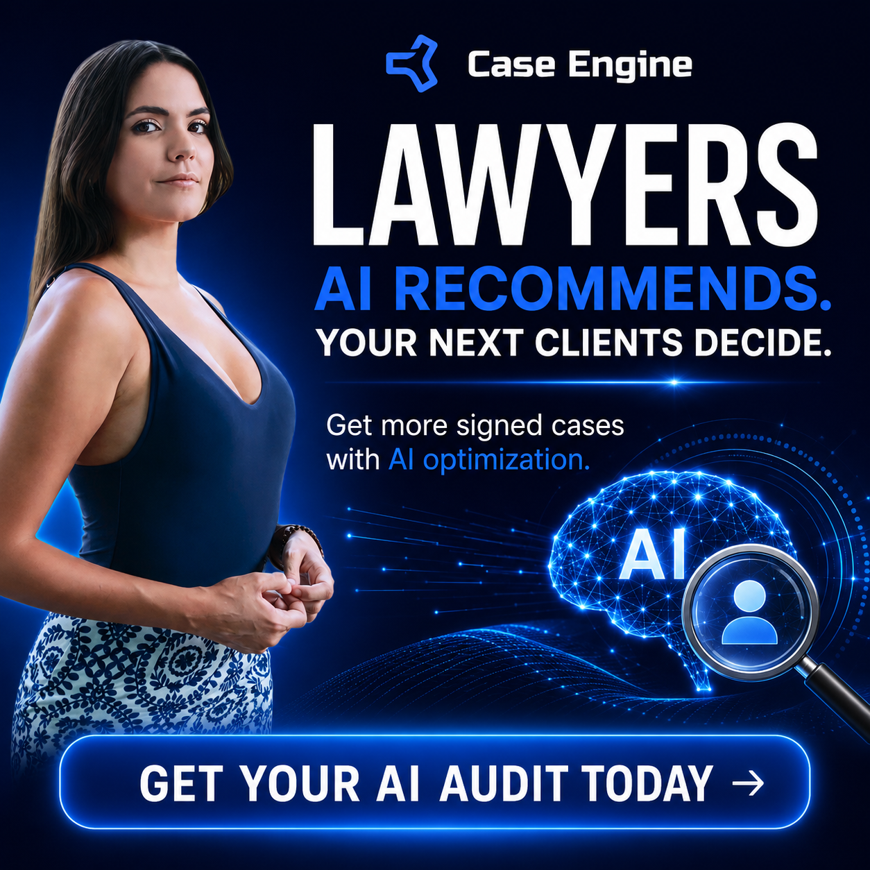 Case Engine Facebook ad: AI Is Recommending Lawyers. Is It Recommending You?