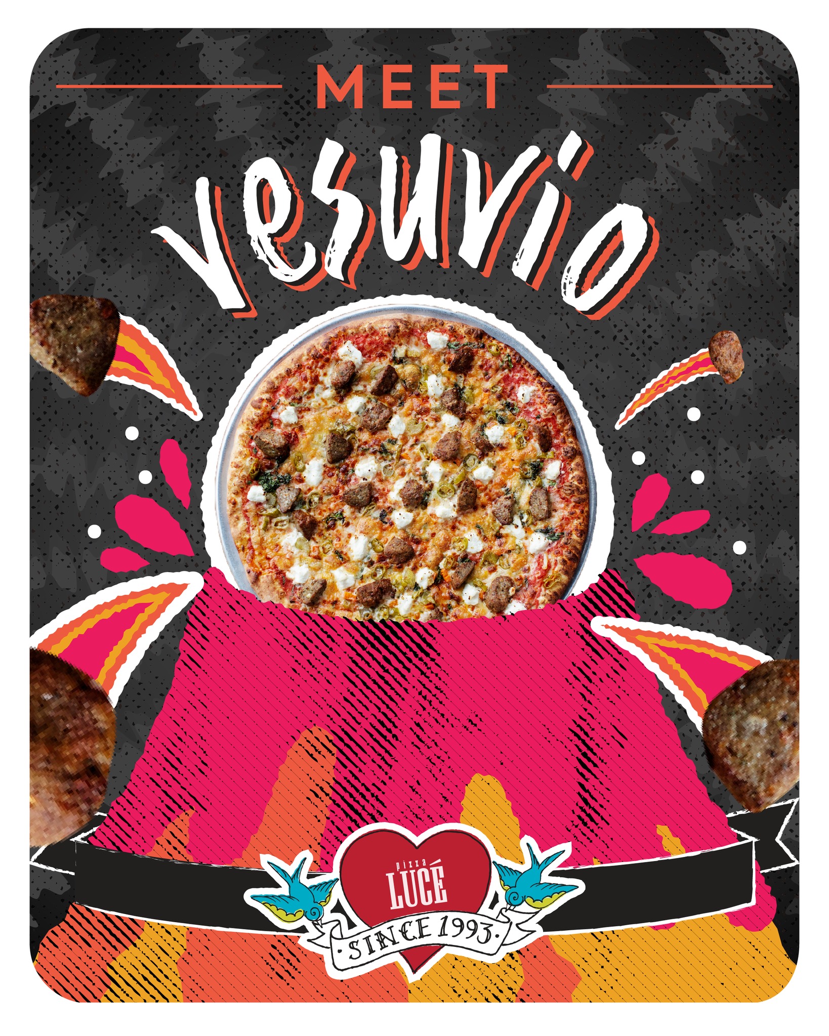 Pizza Lucé Facebook ad: Move over, this Vesuvio's erupting with flavor!