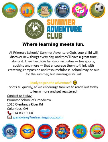 Primrose School of Grandview Facebook ad: Summer fun starts at Primrose Schools Summer Adventure…