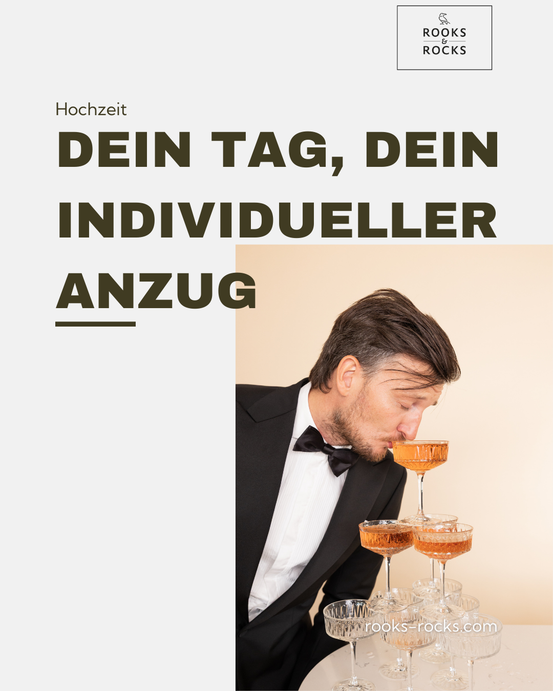 Rooks & Rocks Facebook ad: Dein Moment. Dein Hochzeitsanzug.