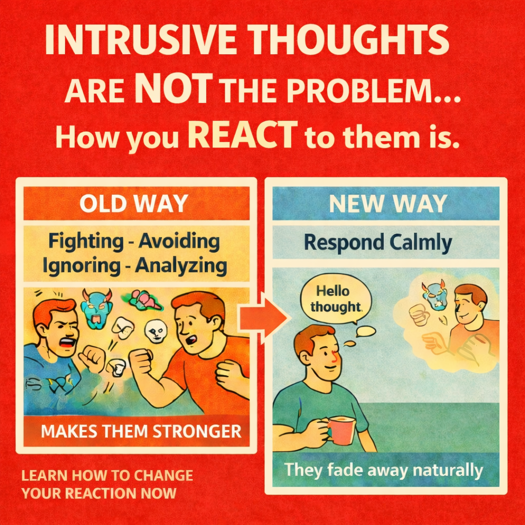 Ever Calm Mind Facebook ad: CHANGE REACTION THOUGHTS FADE FAST