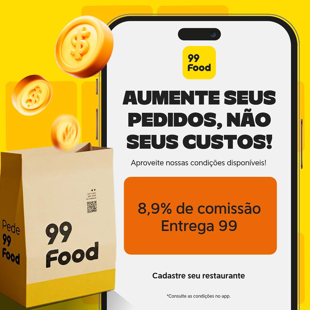 Vou de 99 Facebook ad: Cadastre seu restaurante agora