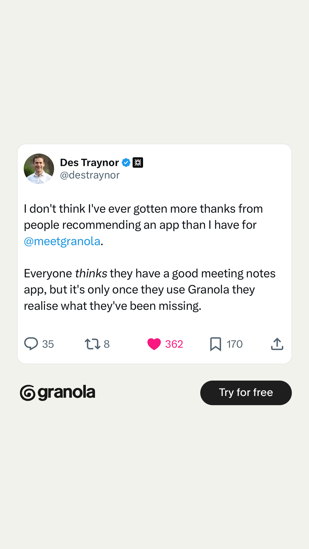 Granola ai Facebook ad
