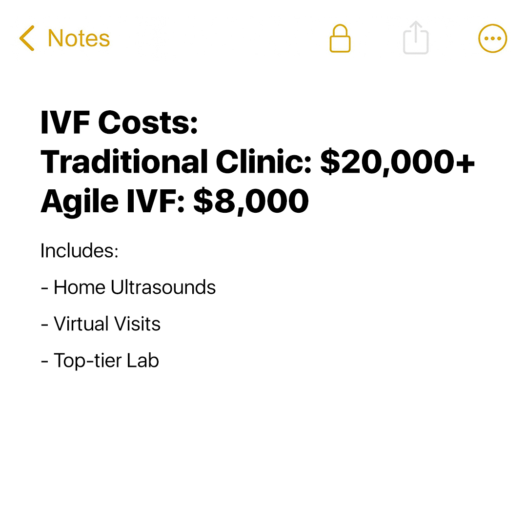 Agile IVF Facebook ad: World Class IVF for Less