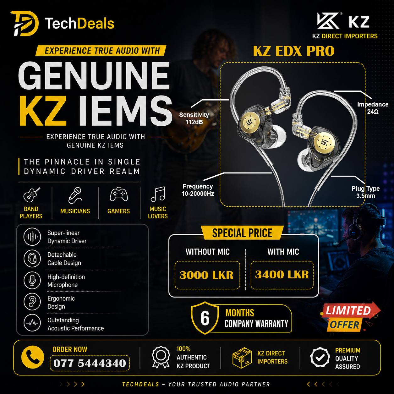 Tech Deals.lk Facebook ad: අඩු මුදලකට professional sound quality In ear monitor…