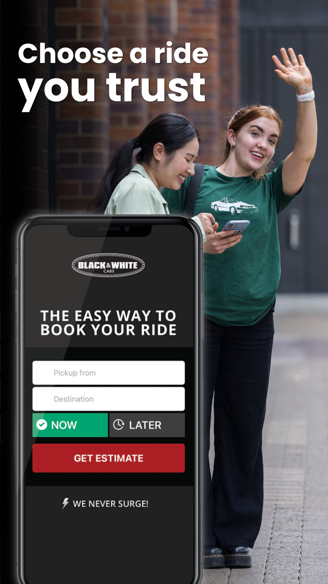 Black & White Cabs Facebook ad from Mar 12, 2025