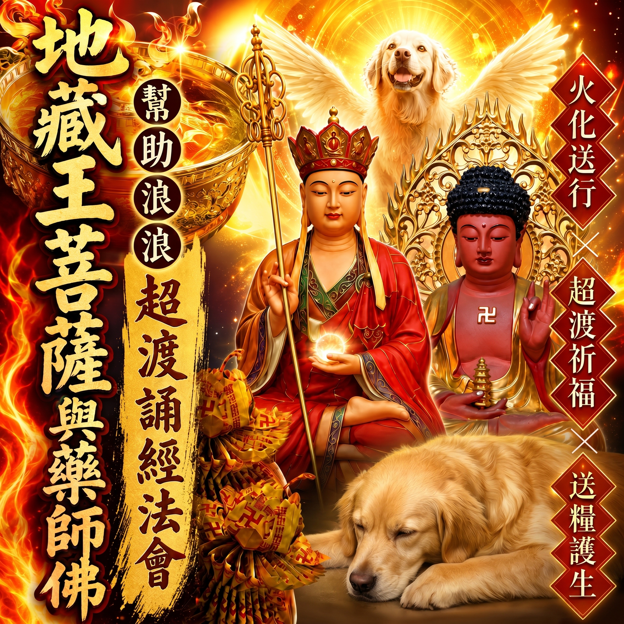 毛孩祈福堂 Facebook ad: 幫助浪浪也替自己轉運 #四重神佛加持 消災補財增福報