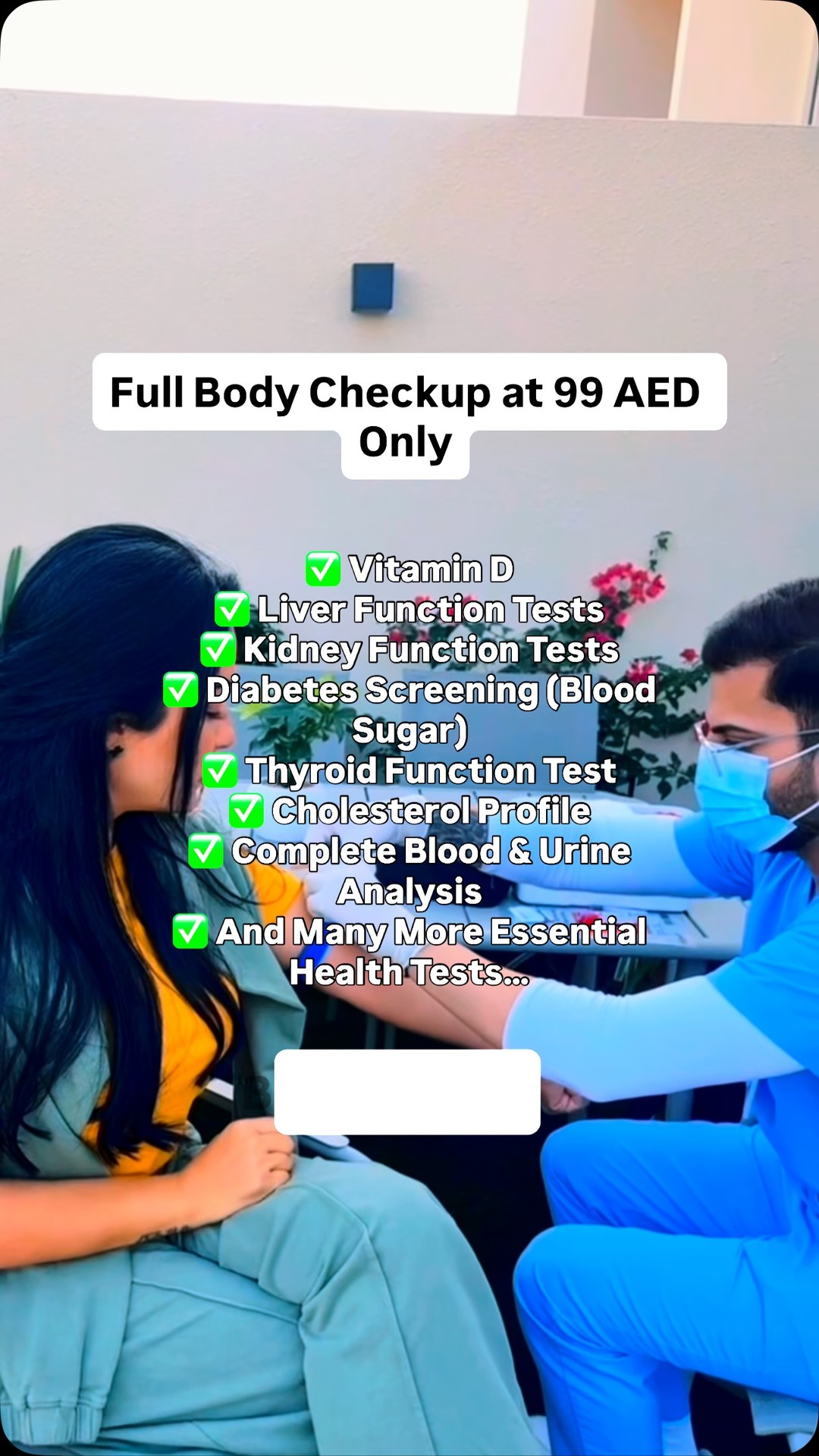EverWell Home Healthcare Facebook ad: Full Body Checkup, Only 99 AED!