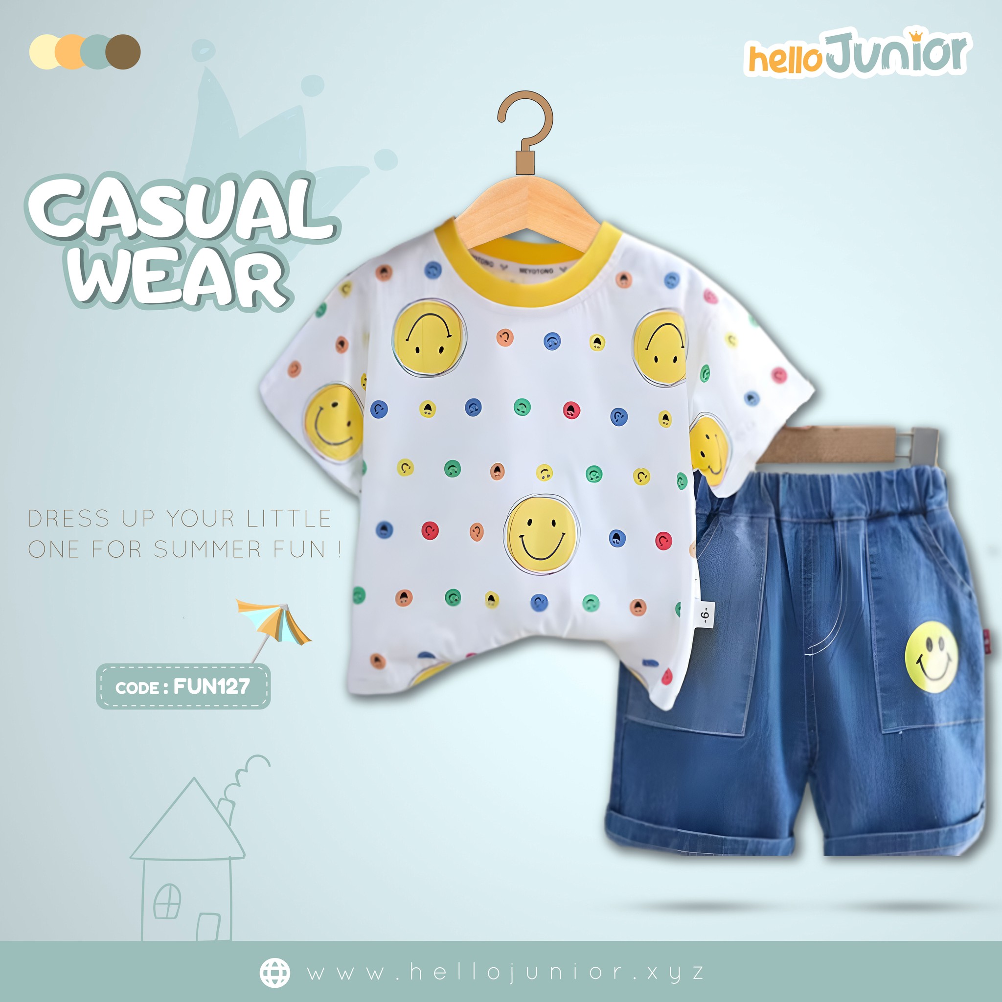 Hello Junior Facebook ad: Kid’s Casual Wear, Ready, Set, Play!