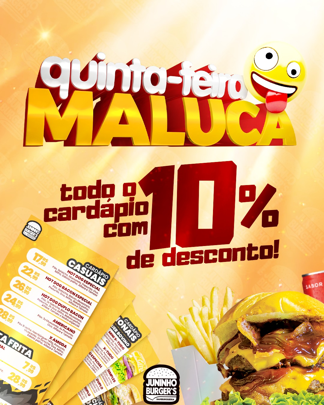 Juninho burguers Facebook ad