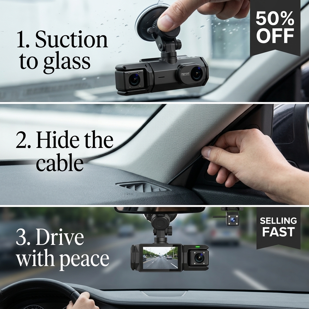 Kikishop Facebook ad: Triple-Lens Dash Camera