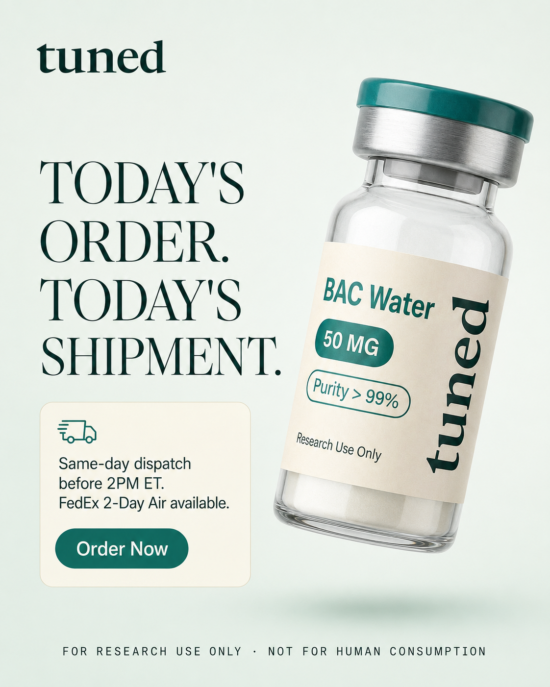Tuned Research Facebook ad: Every Compound. One Standard.