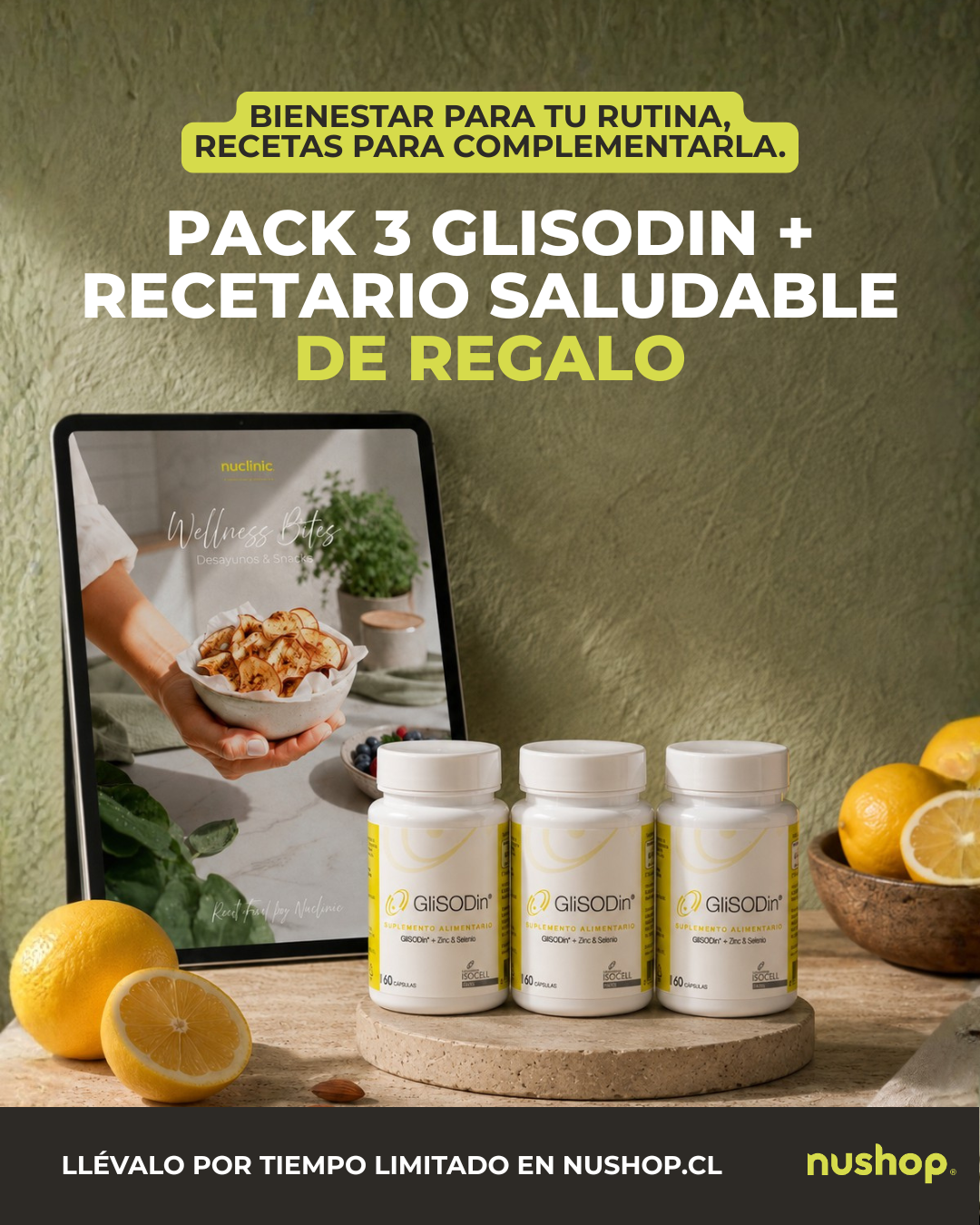 Nushop Facebook ad: Tu piel + Ebook de recetas gratis