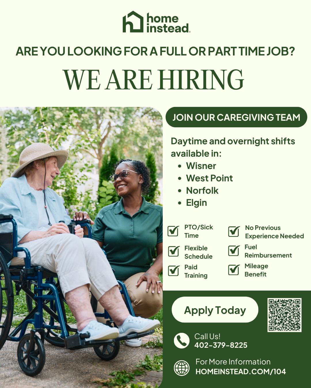 Home Instead Facebook ad: Senior Home Care Jobs | Home Instead | Norfolk, NE