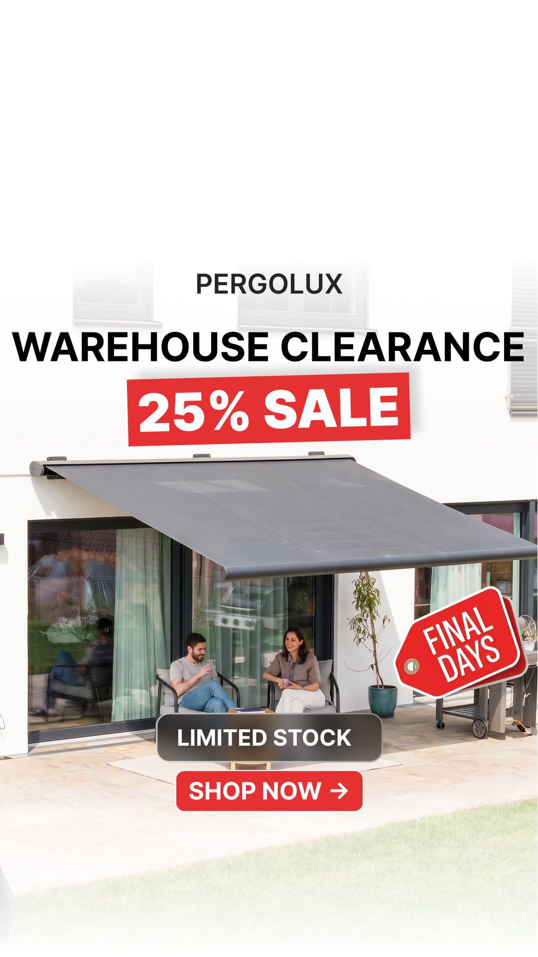 pergolux.au Facebook ad: 25% Off All Awnings