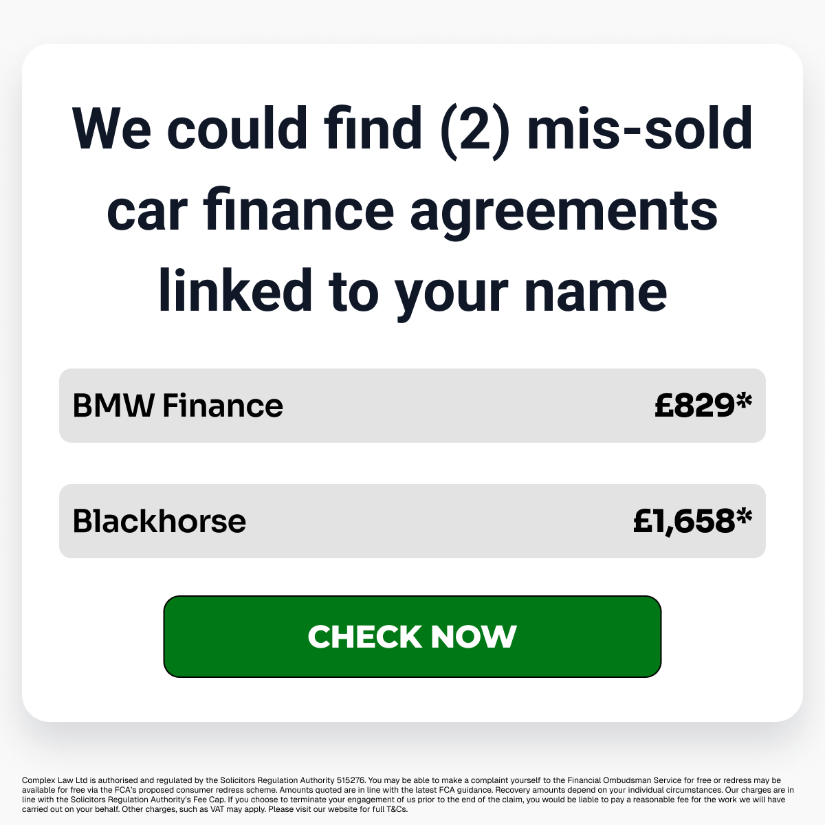 Complex Law Facebook ad: Find Out If You Are Owed £££