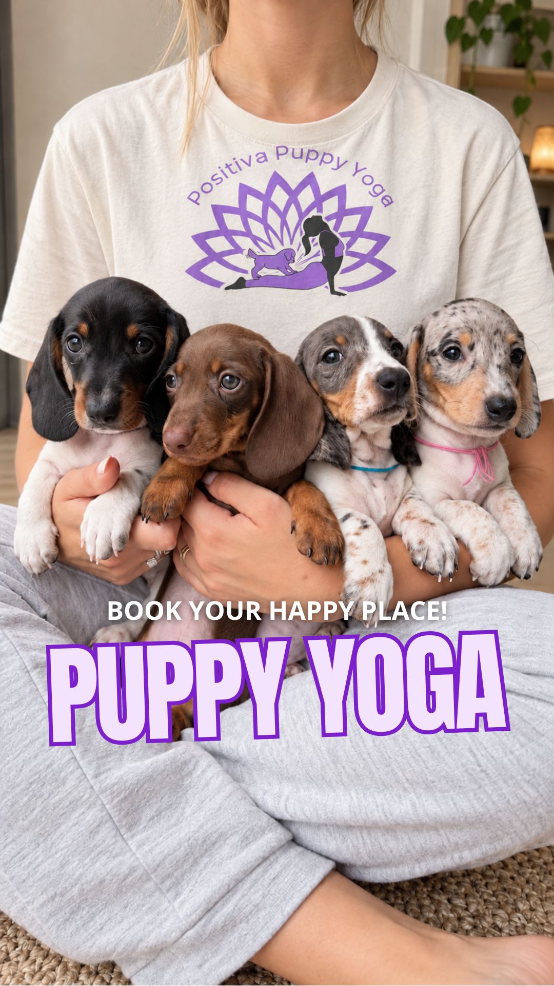 Positiva Puppy Yoga Facebook ad: Get 5% OFF code: PUPPY5