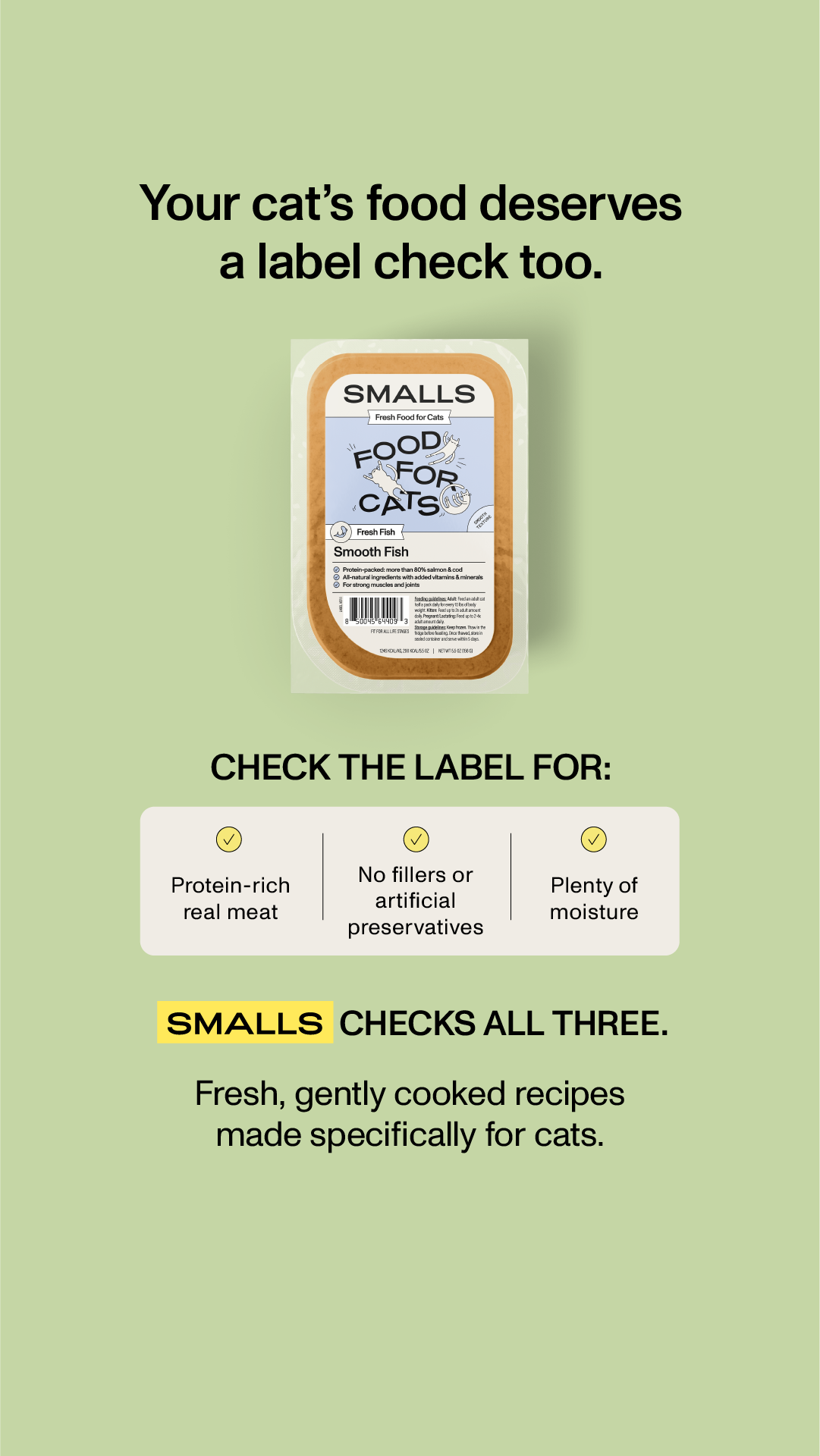 Smalls Facebook ad: Human-Grade Fresh Cat Food