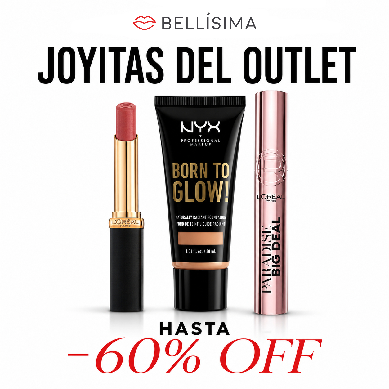 Bellisima Facebook ad: Hasta 60% OFF hoy