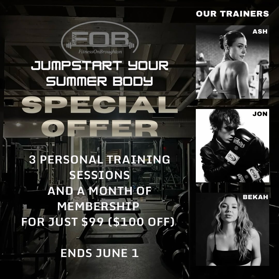The All New Fitness On Broughton Facebook ad: Memorial Day is here and FoB has the…