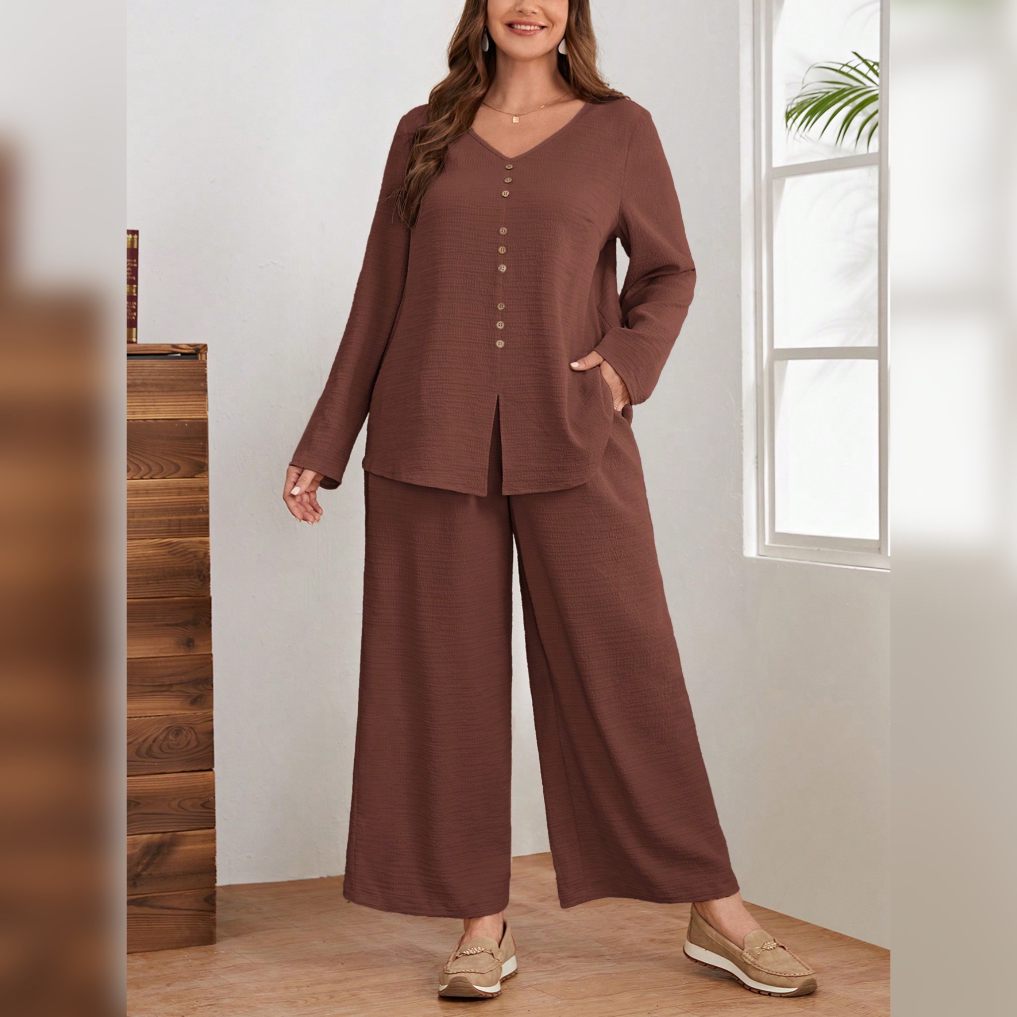 Brandsfire-India Facebook ad: Women Classic Stylish Cord Set Elegant Two Piece Outfit…
