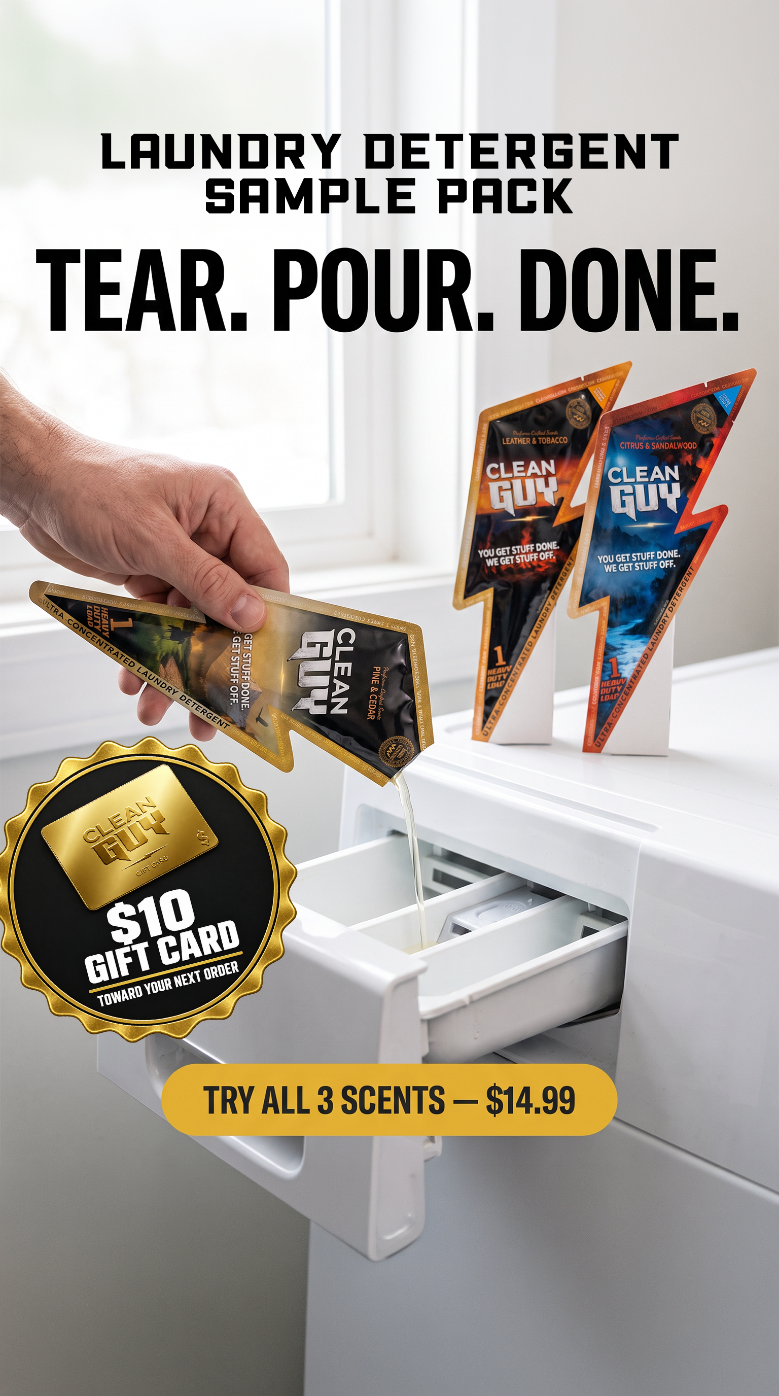 Clean Guy Facebook ad: Find Your Scent. Get $10 Back.
