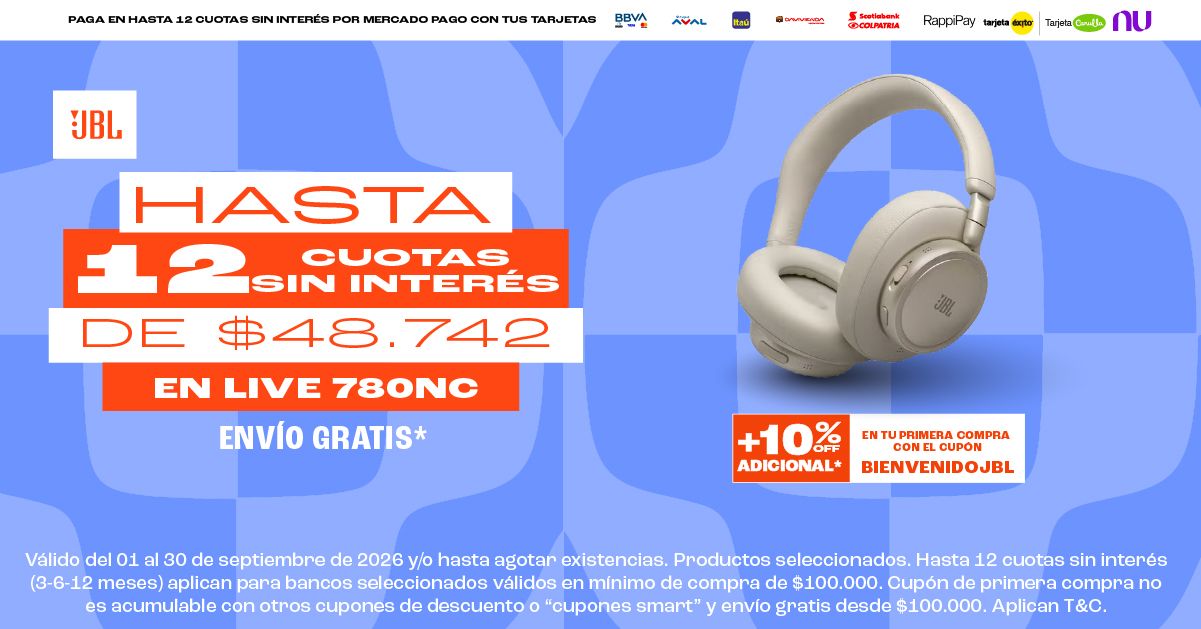JBL Colombia Facebook ad: Hasta 12 cuotas sin interés*