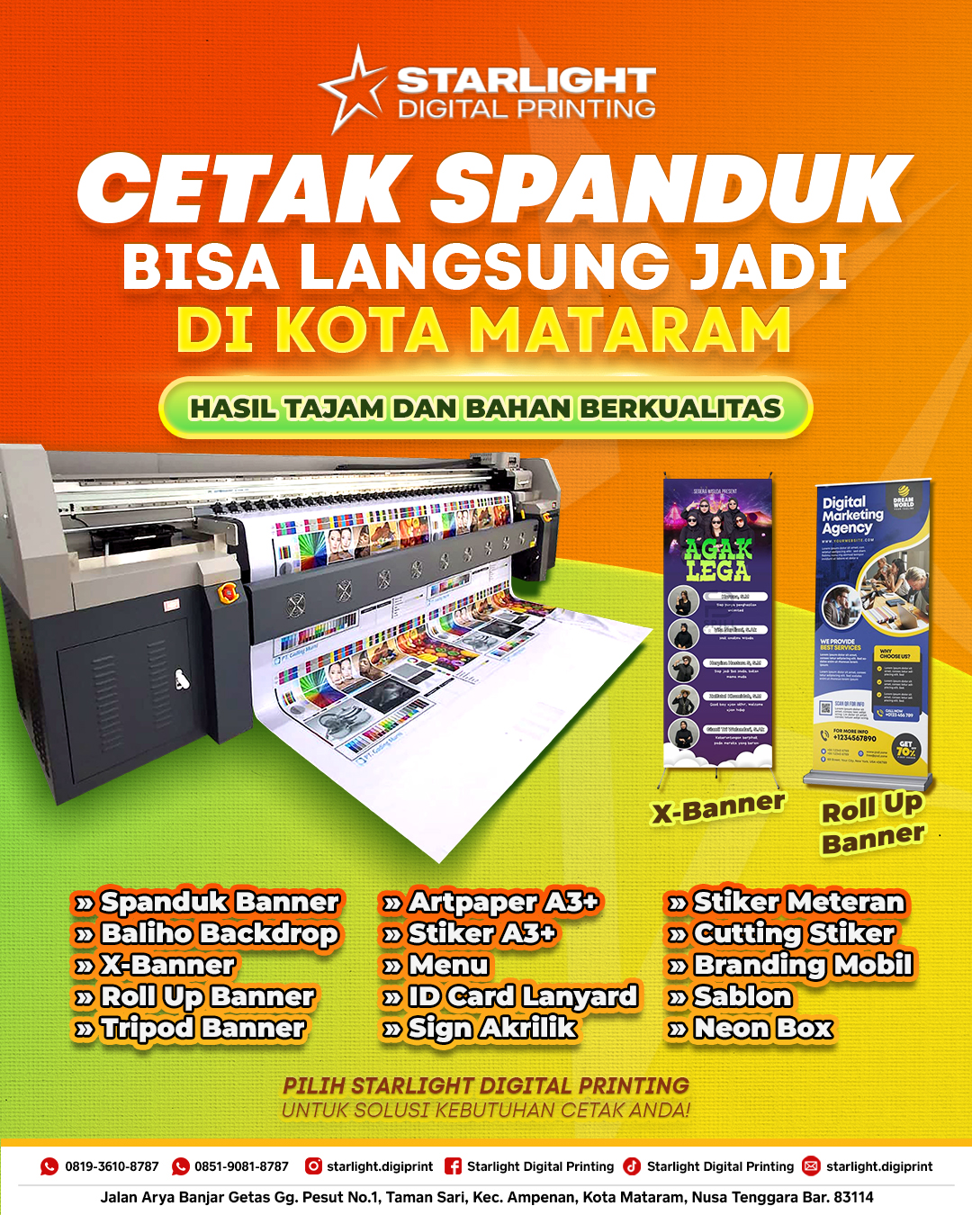Starlight Digital Printing Facebook ad: CETAK SPANDUK MATARAM