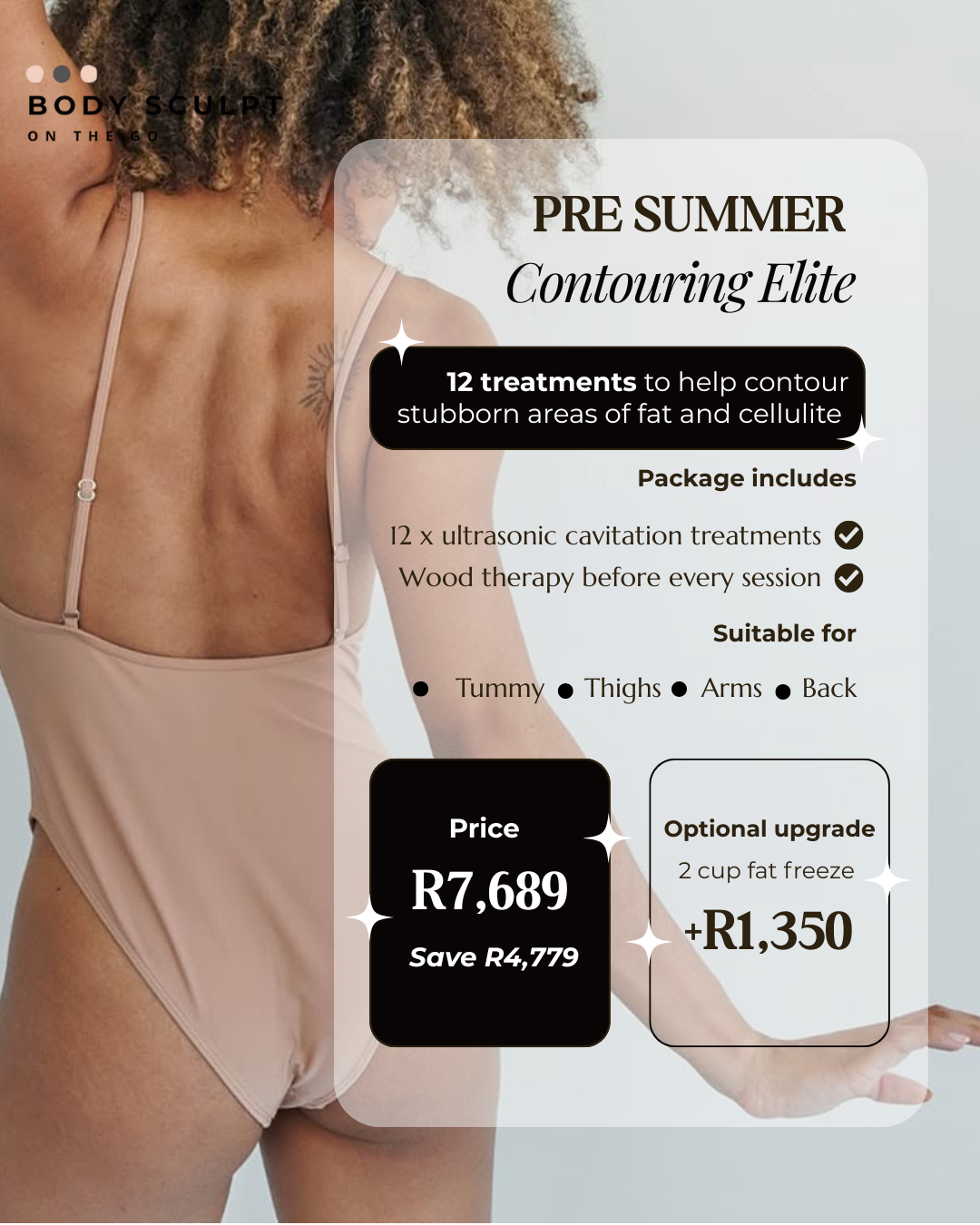 Body Sculpt On The Go Facebook ad: Save R4,779 | Get Summer Ready