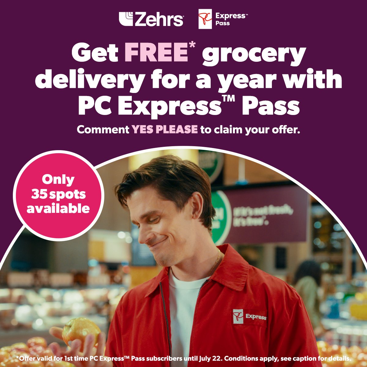 Zehrs Facebook ad: GET FREE* GROCERY DELIVERY FOR A YEAR WITH…