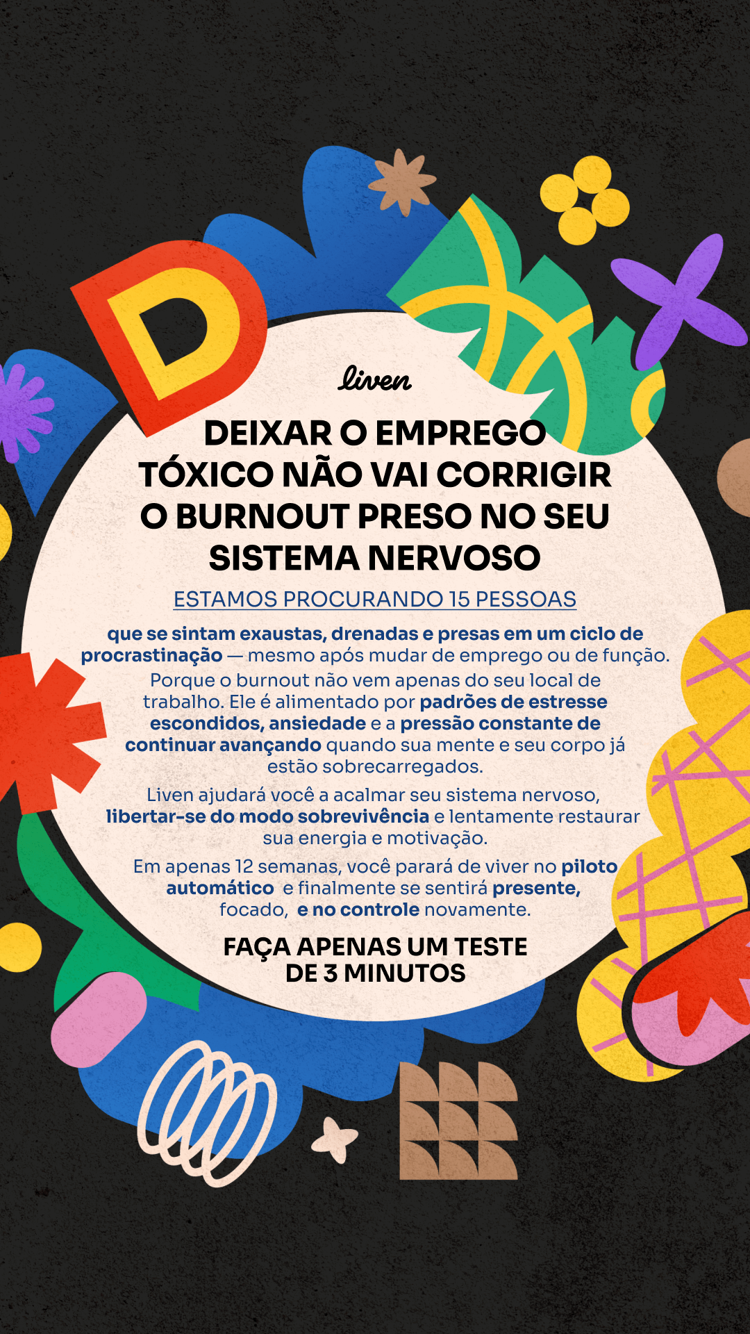 Liven: Comunidade de Autoconhecimento Facebook ad: Plano Anti-Burnout Fácil de Seguir