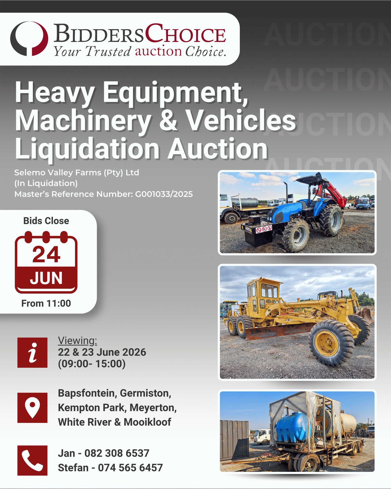 Bidders Online Facebook ad: Heavy Equipment, Machinery & Vehicles, Liquidation & Others…