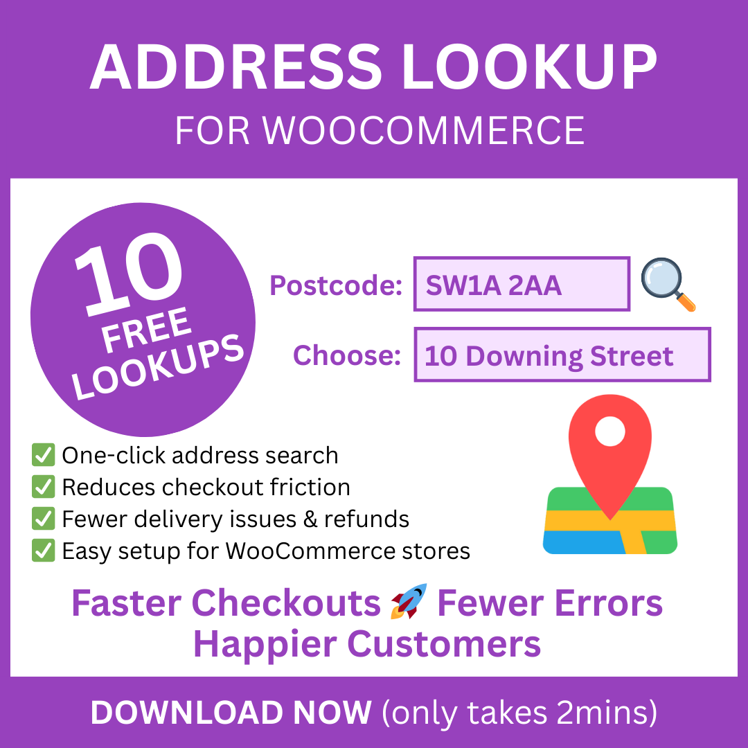 The WP Makers Facebook ad: UK Address Lookup for WooCommerce