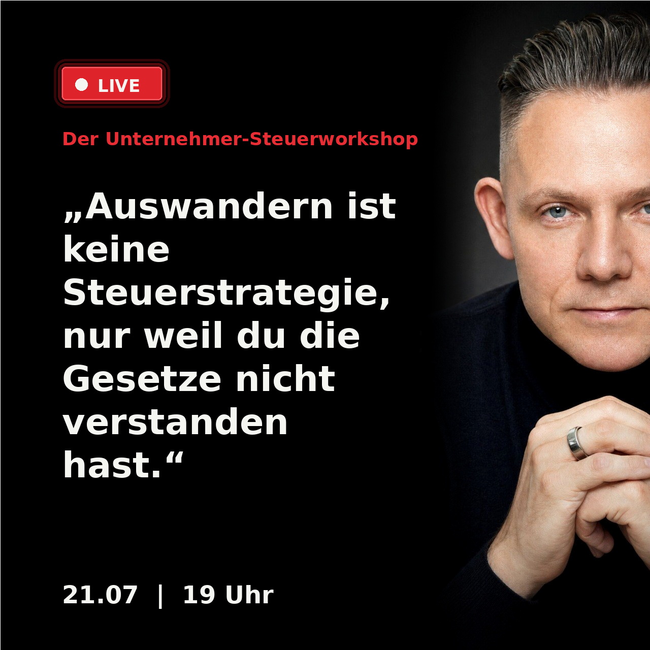 Burkhard Küpper Facebook ad: Kostenloser Steuer-Workshop am 21.07. um 19 Uhr