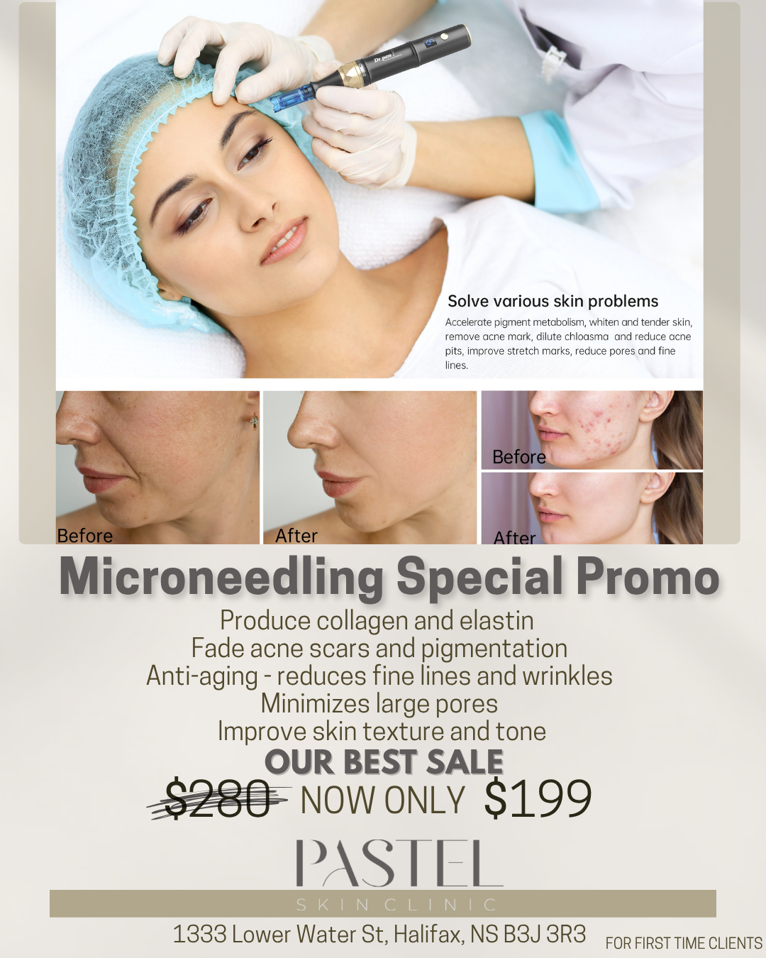 Pastel skin clinic Facebook ad: HALIFAX get ready to glow!