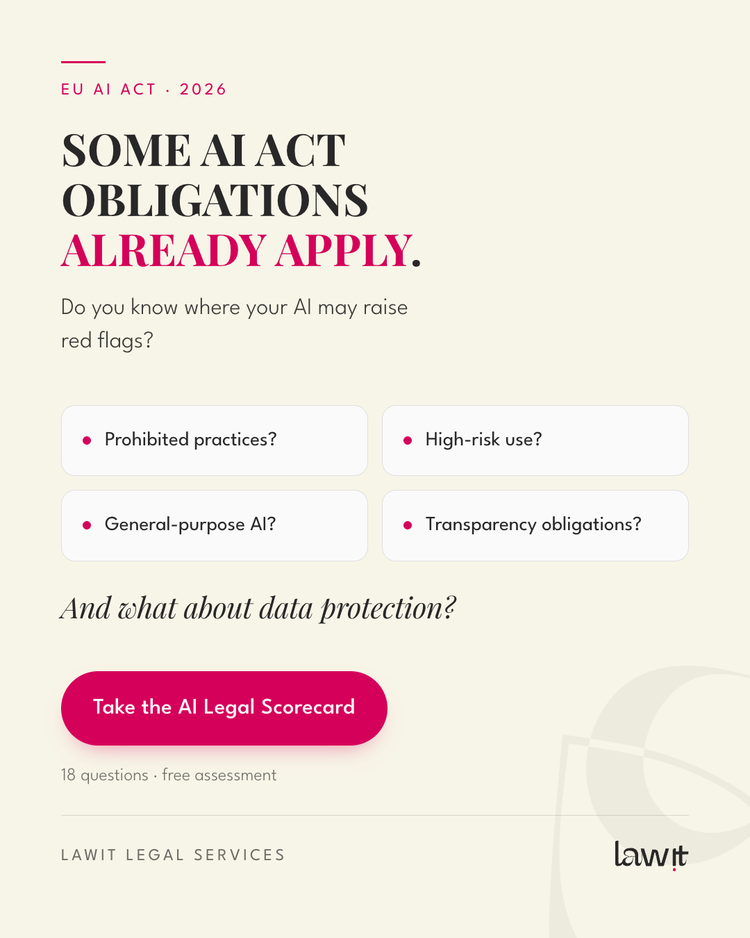 LawIt Facebook ad: What legal risks could your AI product raise?