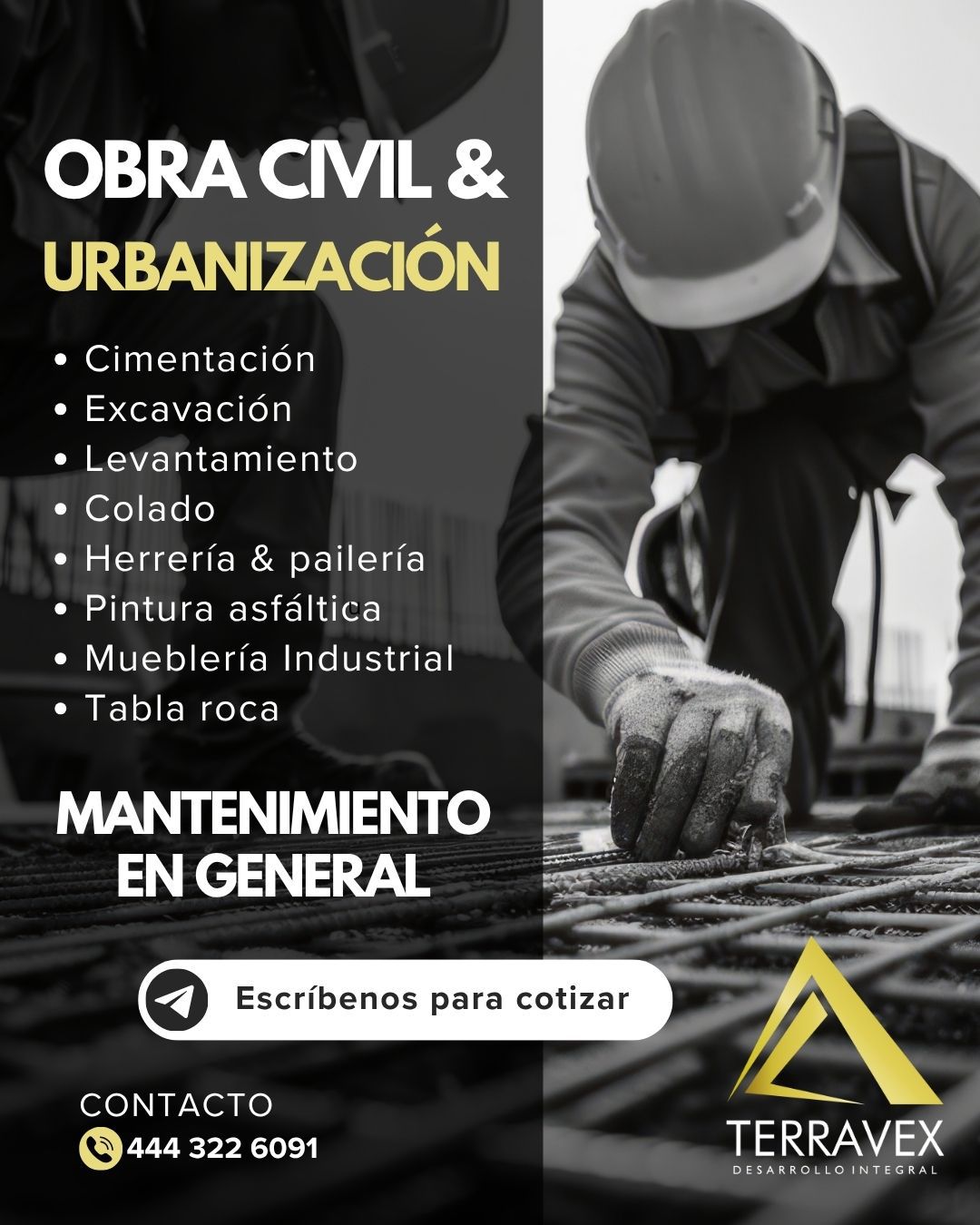 Terravex Facebook ad: Nos ponemos a tus órdenes!