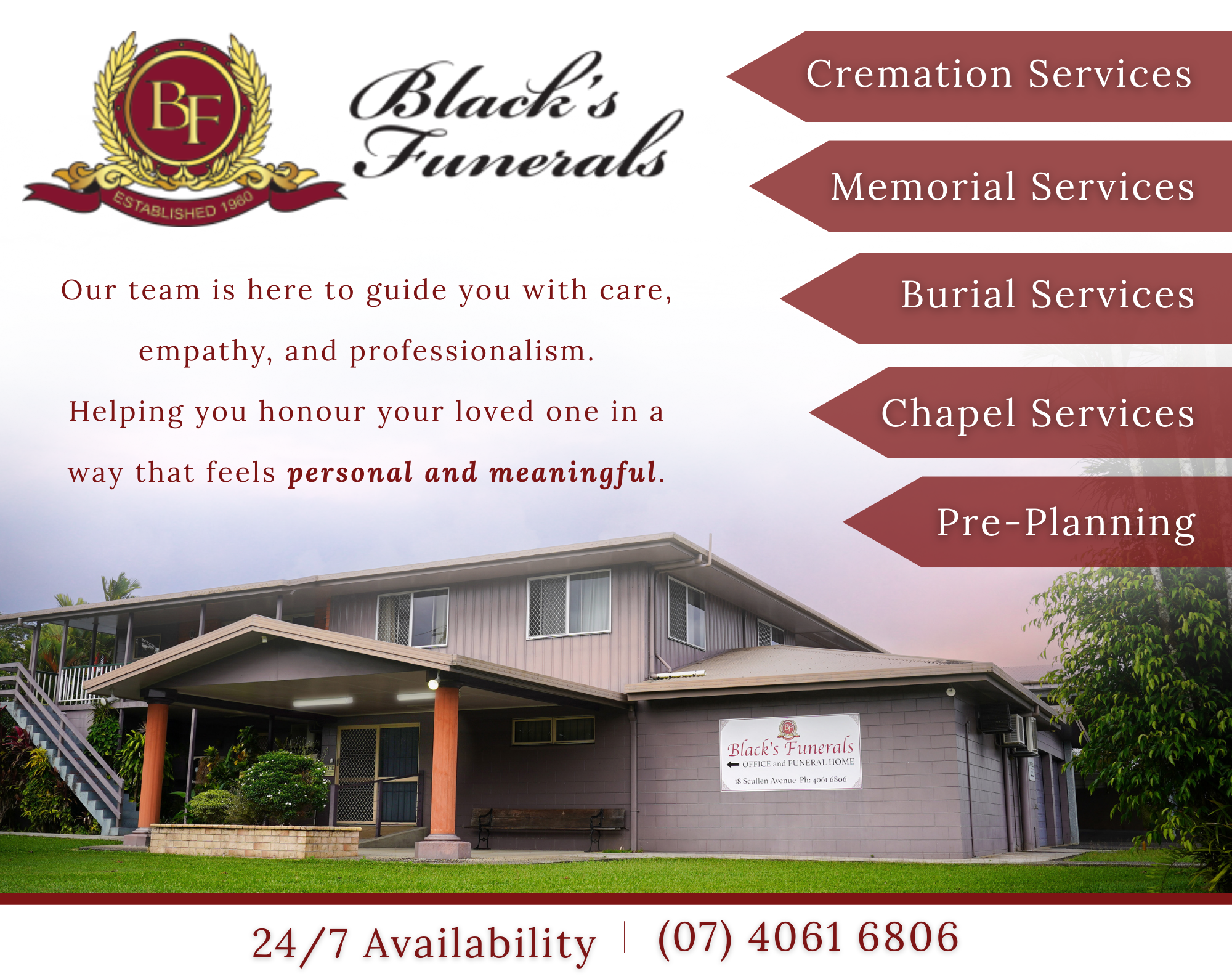 Black's Funerals and Crematorium Facebook ad: Black's Funerals